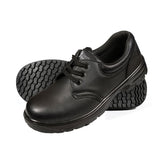Comfort Grip Black Leather Lace-Up Safety Shoes